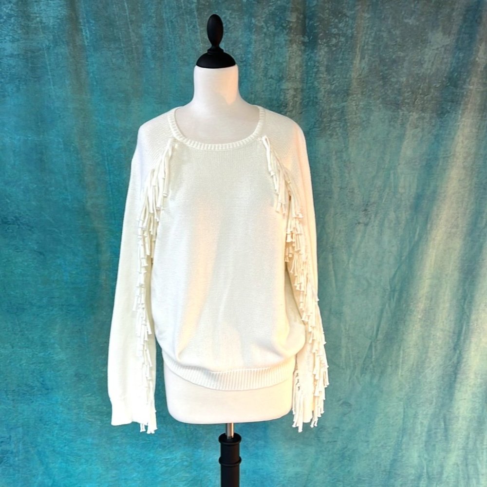 Lauren by Ralph Lauren Fringe Cream Sweater